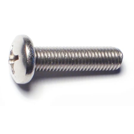 Midwest Fastener 1/4"-28 x 1 in Phillips Pan Machine Screw, Plain 18-8 Stainless Steel, 8 PK 79043